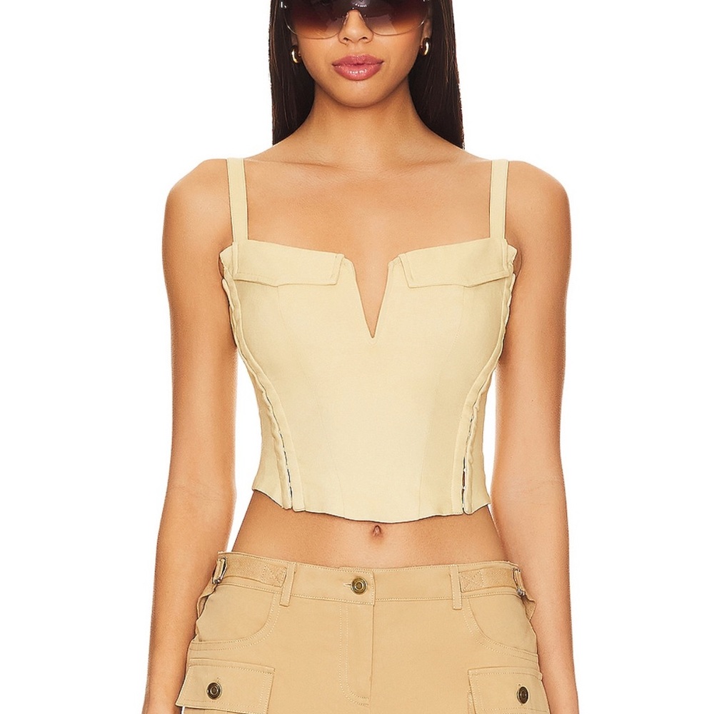 Superdown Cream Crop Top